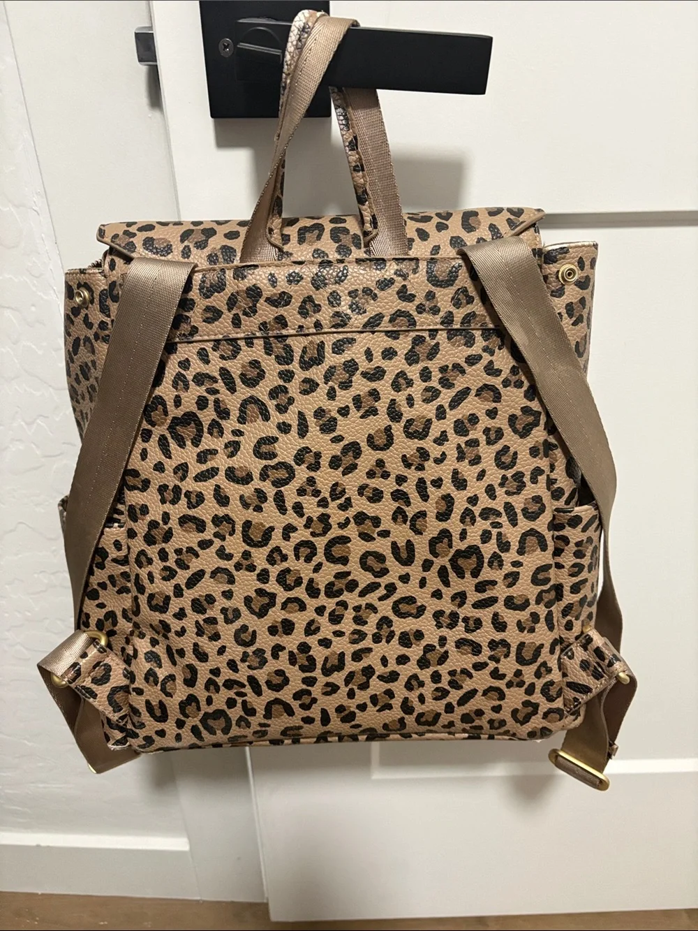 Freshly Picked Leopard Print Baby Backpack in Tan and Black